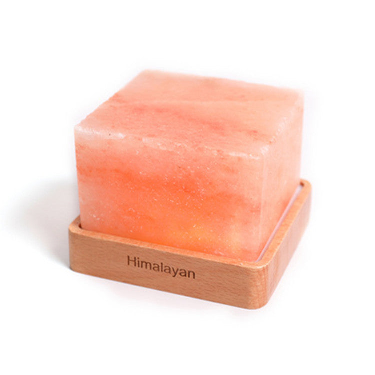 Himalayan Crystal Salt LED Lamp Square Wooden Base – A Natural, Soothing Glow for Any Space.