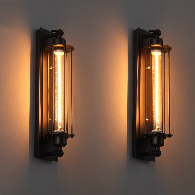 Retro Wrought Iron Flute Wall Light – Industrial Style Elegance for Your Space.