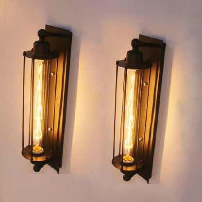 Retro Wrought Iron Flute Wall Light – Industrial Style Elegance for Your Space.