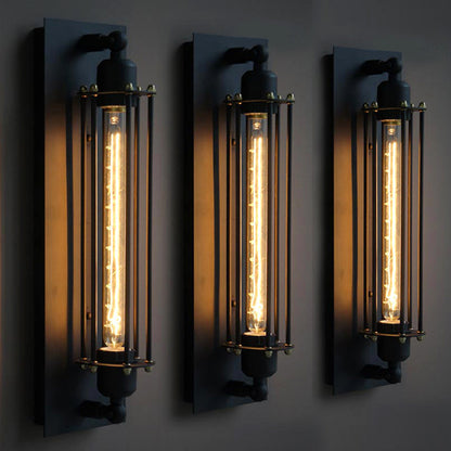 Retro Wrought Iron Flute Wall Light – Industrial Style Elegance for Your Space.