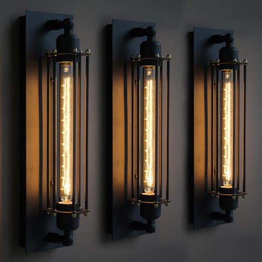 Retro Wrought Iron Flute Wall Light – Industrial Style Elegance for Your Space.