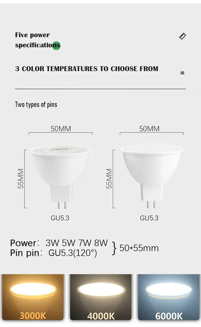 10pcs MR16 GU5.3 in-line spot light AC/DC 12V 3W-7W super bright warm white light Track light can replace the 50W halogen light