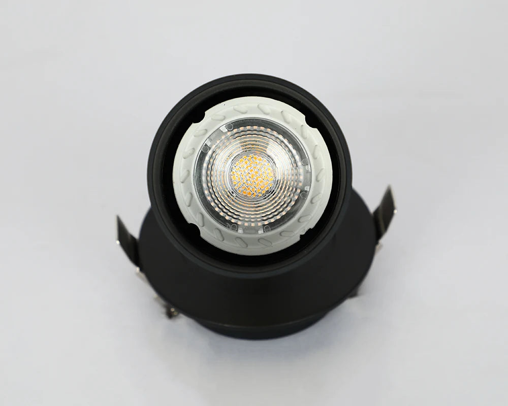 LED spotlights in vintage industrial style are available in black, white, and gold options. Ideal for recessed ceiling installations in bedrooms, stores, or aisles. These fixtures provide downlighting for a sophisticated look.