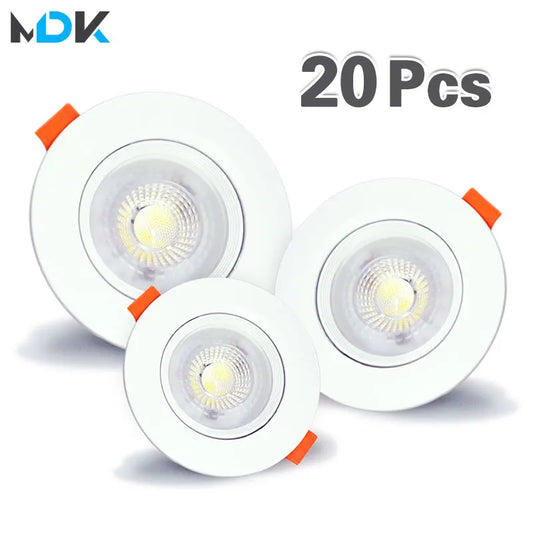 20pcs Led Downlight 5W 7W 9W 12W 110V/220V Ceiling Lamp Recessed Down Light Round/Square Leds Panel Light Spotlight