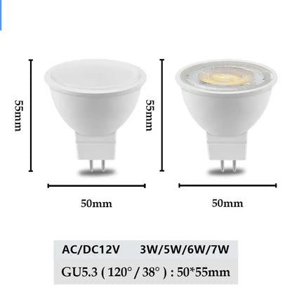 10pcs MR16 GU5.3 in-line spot light AC/DC 12V 3W-7W super bright warm white light Track light can replace the 50W halogen light