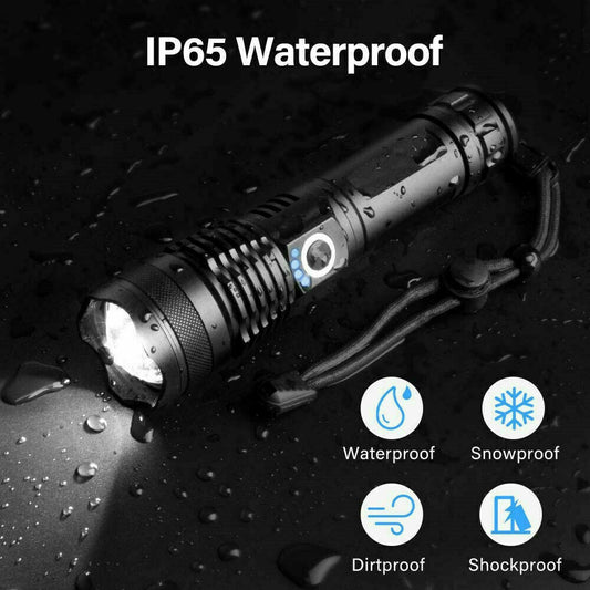 High Power 12000000 Lumen Ultra Bright Aluminum Flashlight LED Rechargeable UK